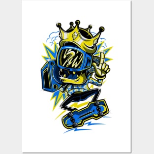 King TV Skater Blue Gold Posters and Art